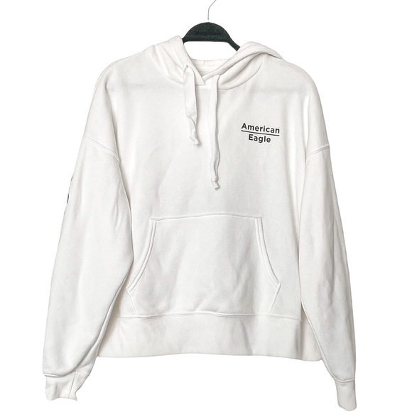 American Eagle Outfitters Tops - American Eagle Oversized White Hoodie Drawstring Sweatshirt Size Small
